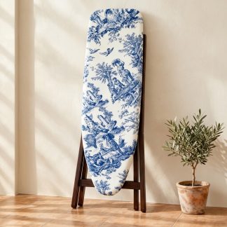 Husă albă pentru masă de călcat ECHOS cu imprimeu vintage albastru Toile de Jouy